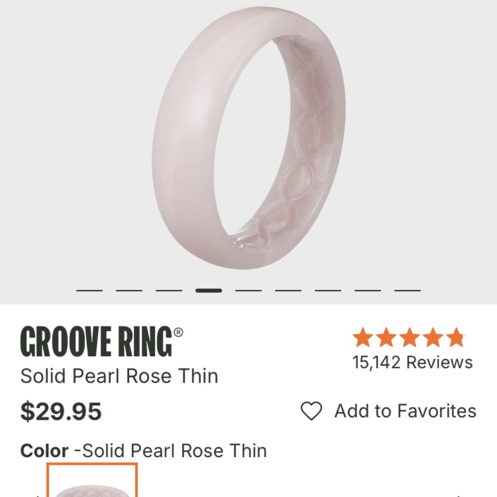 NWT Groove Life Size 4 Solid Pearl Rose Thin Silicone Ring